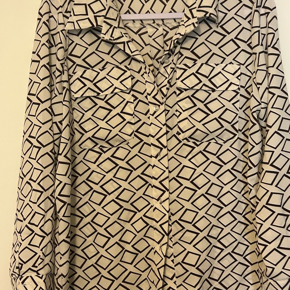 Geometric Patterned Button-Up Shirt